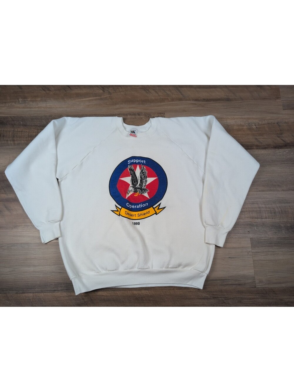 Vintage 1990 Operation Desert Shield Sweatshirt XXL Navy White Fruit Of The Loom